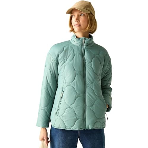 Image of Regatta Womens Carlotte Quilted Jacket Water Repellent Insulated Walking Hiking Coat 14 Ivy Moss