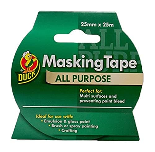 Image of Duck Tape All Purpose Masking Tape 25mm x 25m, indoor painting and decorating for multi surfaces prevent paint bleed