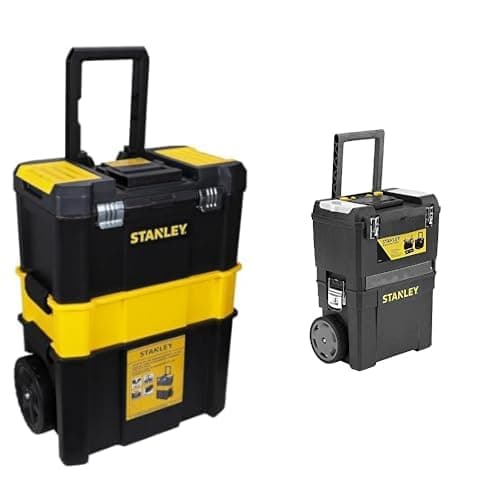 Image of STANLEY Essential Rolling Workshop Toolbox, 3 Tier Stackable Units, STST1-80151 & Mobile Work Centre Toolbox, 2 Tier Stackable Units, 1-93-968