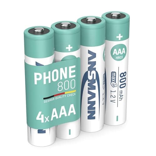 Image of ANSMANN AAA DECT Phone Batteries [Pack of 4] Rechargeable 800 mAh NiMH High Capacity AAA Type Size Battery For DECT Cordless / Portable Phones
