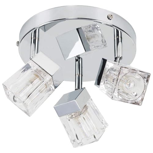 Image of MiniSun | Modern Chrome Ice Cube 3 Way Ceiling Light Spotlight | Bath Ceiling Lights, Home Décor & Improvement Essential | Mains Wired