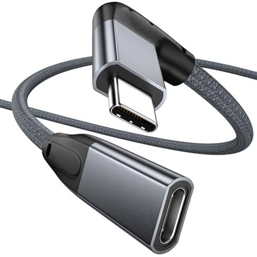 Image of UseBean Right Angle USB C Extension Cable 1.8m, 90 Degree USB-C 3.1 Gen2 10Gbps Male to Female 4K Video Cord,L-Shape Type C Extender,for iPhone 15,MacBook Mac,iPad Pro,Magsafe,Switch,Steam Deck