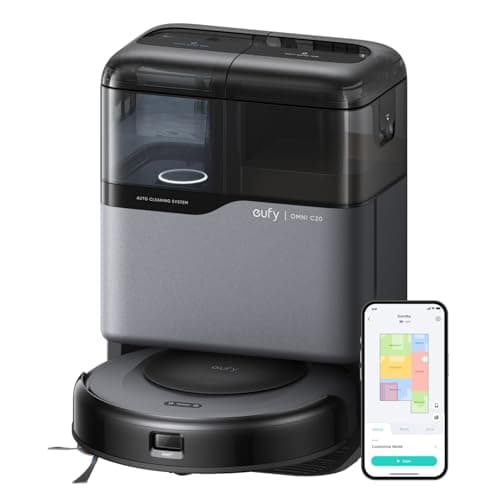 Image of eufy Omni C20, Robot Vacuum Cleaner with Mop, All-in-One Station,7,000 Pa Powerful Suction, Auto Emptying,Auto Washing and Drying for Hands-Free Cleaning, Mop Lifting and Carpet Detection(Renewed)