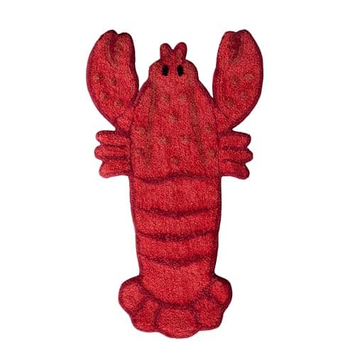 Image of Sass & Belle Lobster Tufted Bath Mat – Quirky Red Bathroom Rug, Fun Shower Mat for Kids & Adults – Soft & Absorbent Bathroom Mat, Bath Rug for Home Décor – Sass and Belle Lobster Design