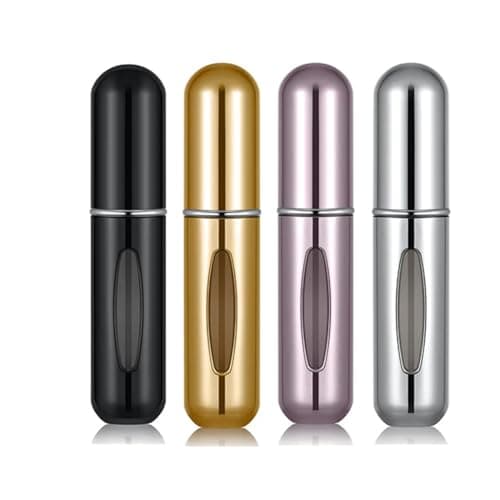 Image of TonJin Travel Perfume Atomiser Refillable, Small Portable Empty Spray Bottle, Perfume Portable Empty Cologne Refill Pump Dispenser for Outdoor Pink/Gold