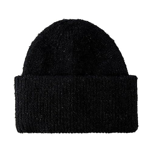 Image of PIECES Women's Pcpyron Lurex Hood Noos BC Knitted Hat, Black/Detail: Gold Lurex, One Size Fits All