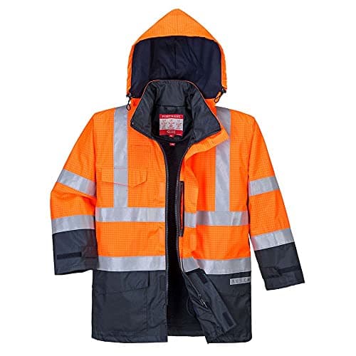 Image of Portwest Bizflame Rain Hi-Vis Multi-Protection Jacket, Size: XXXL, Colour: Orange/Navy, S779ONRXXXL