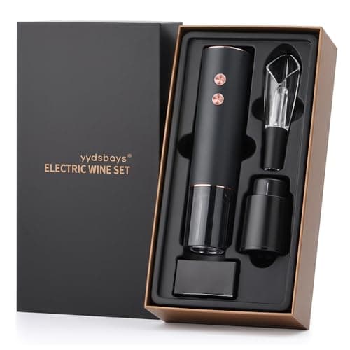 Image of YYDSBAYS Electric Wine Bottle Opener Automatic Corkscrew Professional for Wine Lovers Luxury Gift (Gold, Set, Gift Box, Rechargeable)