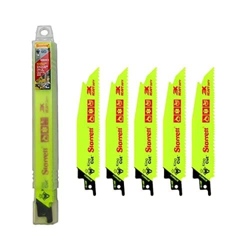Image of Starrett Bi-Metal Reciprocating Saw Blade - 5 Pieces BTR6610-5 King-Cut 150 mm/6" Inch 6-10TPI Unified Shank Heavy Duty Cutting - Compatible with Bosch Dewalt Makita & Many Others