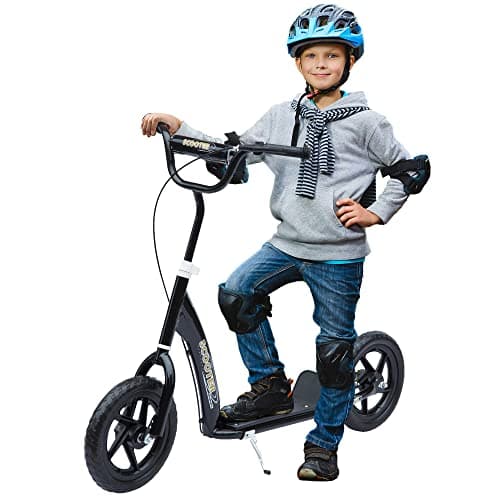 Image of HOMCOM Kids Scooter, Toddler Kick Scooter with Adjustable Handlebar, 12" EVA Tyres, Rear Brake, for Age 5-12 Years, Black