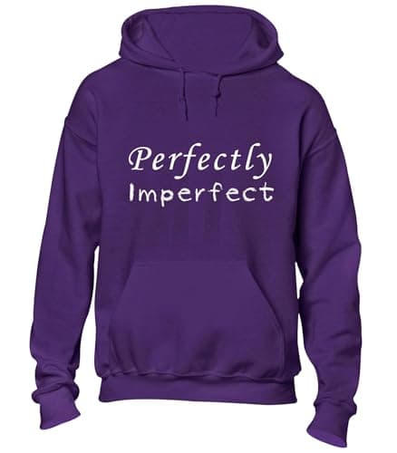 Image of Crown Designs Perfectly Imperfect Cool Premium Quality Unisex Hoodies for Men, Women and Teens - Purple/S