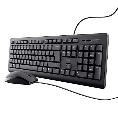 Image of Trust Taro Wired Keyboard and Mouse Set - Qwerty UK Layout, Full-Size Keyboard, Spill-Resistant, 1.8 m Cable, USB Plug and Play, Quiet Combo for PC and Laptop - Black
