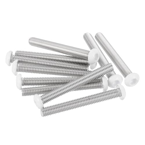 Image of sourcing map 10 Pcs M6-1 x 50mm Button Head Hex Socket Head Screws, 304 Stainless Steel Bolts Full Thread Bright Finish Furniture Machine Screws for Furniture Electrical Appliances, White