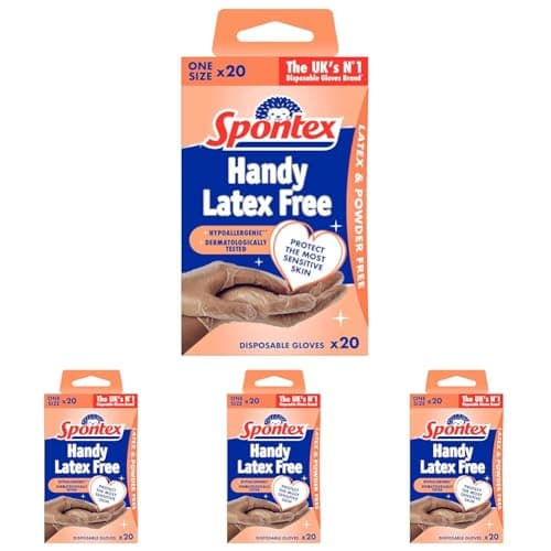 Image of Spontex 20 Handy Latex Free Disposable Gloves (Pack of 4)
