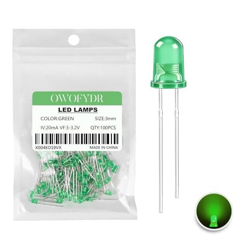 Image of OWOFYDR 100pcs 3mm Green LED Diode Lights diffused lamp (Color Lens Round DC 3V 20mA) Bright Lighting Bulb Lamps Electronic Component Indicator Light Emitting diode