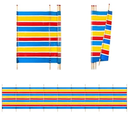Image of Yello Beach & Camping Windbreak, 5 Pole Sun & Wind Shelter, 120 x 287 cm Outdoor Privacy Screen