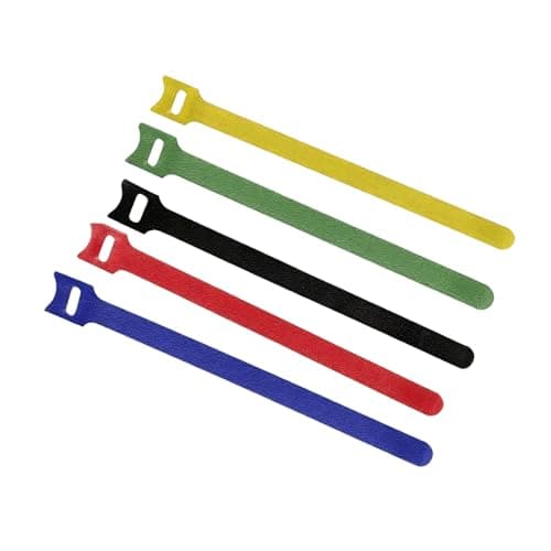 Image of 50 Pack Reusable Cable Ties, 8 Inch Adjustable Hook and Loop Cable Straps, 5 Colors Velcro Cord Organizer for PC, TV, Desk, Office, Gaming Setup - Durable Wire Management Ties with Secure Eyelet