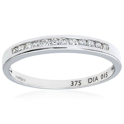 Image of Naava Women's 0.15 ct Channel Set Diamond 9 ct White Gold Eternity Ring - Size: S
