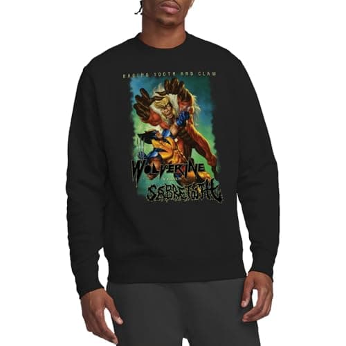 Image of Marvel Heavy Metal Wolverine Versus Sabretooth Unisex Sweatshirt, Black, Medium