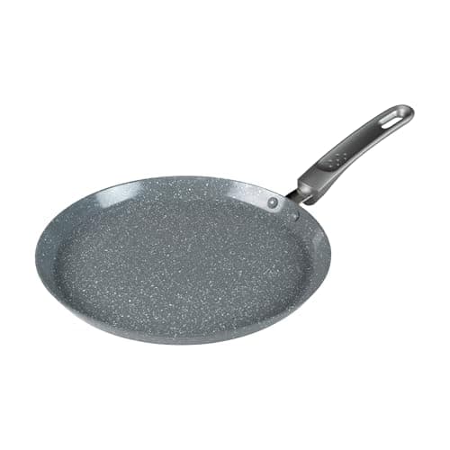 Image of Salter 25cm Pancake Pan – Marblestone Non-Stick Crepe Pan, PFOA-Free Forged Aluminium, Induction Safe, Easy Clean, Soft Touch Handle, Perfect for Pancakes, Crepes, Omelettes, Chapatis & Roti