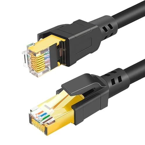 Image of DDMALL CAT 8 Ethernet Cable 15m, High Speed 40Gbps 2000MHz F/FTP Internet Network LAN Cable with Gold Plated RJ45 Connector for Router, Modem, PC, Switches, Laptop, Gaming (Black, 15 m)
