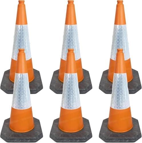 Image of Street Solutions UK - 6 x 750mm Orange Road Traffic Cones - Self Weighted - Premium Quality Safety Cone - Strong and Durable - with Extremely Low Centre of Gravity