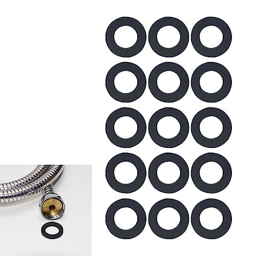Image of 15pcs Shower Hose Washers,Shower Head Washers Rubber Washers Seals,Shower Hose Connector Washers,1/2 Inch Hose Washer Seal for Shower Head and Hose Connecting,Washers for Showers(Black)