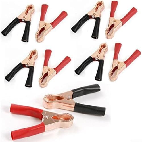 Image of SiSinkal 10pcs 50A for ALLIGATOR Clips Battery Clamps Crocodile Clip Set Nickel Alloy with Copper Plating 80mm Red Black for Car Solar Panel Electric Fence Camping Boat Voltage Test