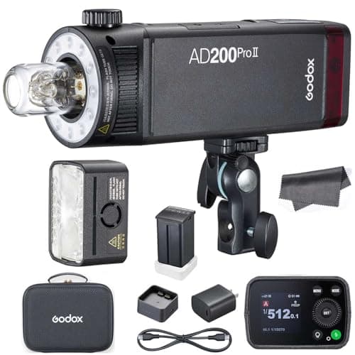 Image of Godox AD200 Pro II AD200Pro II Pocket Flash Strobe, Upgraded Flash Heads, Bicolor Modeling LED Light, 500 Full Power Flashes, 2.4G HSS TTL Speedlight for Sony Canon Nikon Fujifilm Panasonic Cameras