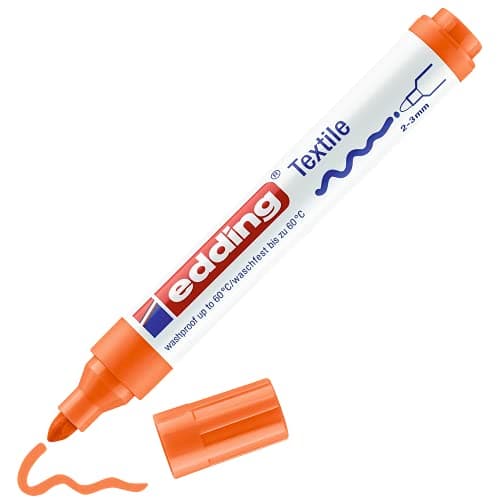 Image of edding 4500 textile marker - orange - 1 pen - round nib 2-3 mm - permanent fabric markers for drawing on textiles, wash-resistant up to 60 °C - marker pens for fabric lettering