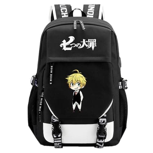 Image of Anime The Seven Deadly Sins Meliodas Cartoon Print Nylon Backpack Large School Bag for Manga Fans Cosplay Gift