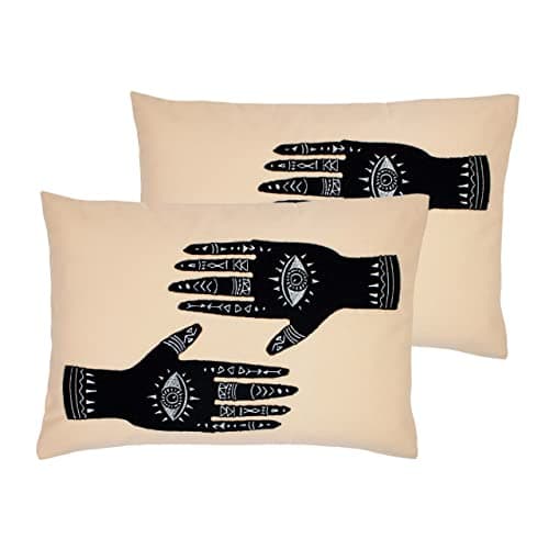 Image of furn. Ashram Hands Polyester Filled Cushions (Twin Pack), Polyester, Blush