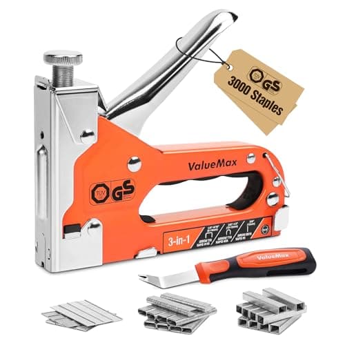 Image of ValueMax Staple Gun 3 in 1, Heavy Duty Stapler with 3000 Staples (Type 140/28/8) & Remover, TÜV GS Tested Professional Tackers, Adjustable Force Upholstery Staple Gun for Decoration, Carpentry, DIY