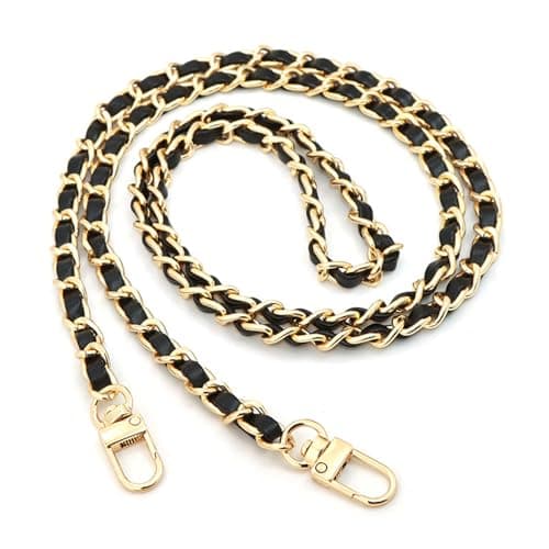 Image of CCAIPU Handbag Chain Strap, Gold Alloy Bag Chain Adjustable Handbag Straps Replacement Purse Chains for Shoulder Cross Bag (Gold/Black-A)