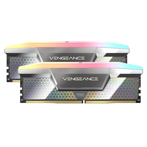 Image of CORSAIR VENGEANCE RGB DDR5 CUDIMM 48GB (2x24GB) Up to 8000MHz CL38-50-50-128 1.4V Intel XMP Desktop Computer Memory – Silver (CMHC48GX5M2X8000C38)