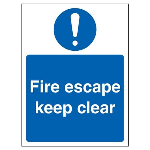Image of V Safety Fire Escape Keep Clear Sign - Portrait - 150mm x 200mm - Self Adhesive Vinyl