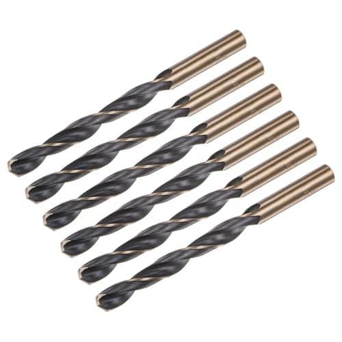 Image of sourcing map 6pcs Jobber Drill Bits 10mm (0.394") Black Nitride & Gold Titanium Coated M2 High Speed Steel (HSS) Twist Drill Bits for Stainless Steel Aluminum Alloy Metal