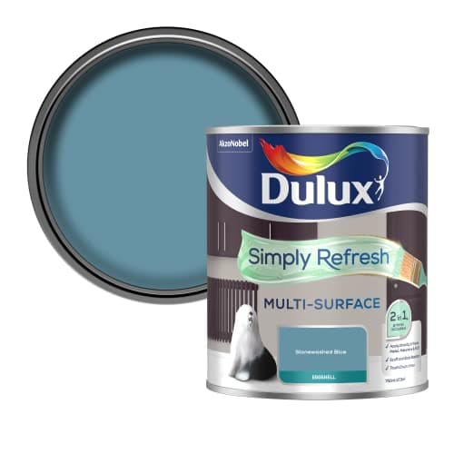 Image of Dulux Simply Refresh Multi Surface Eggsgell Paint - Stonewashed Blue - 750ML
