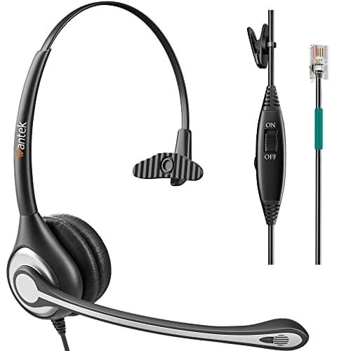 Image of Wantek Corded Telephone Headset Mono w/Noise Canceling Mic for ShoreTel Plantronics Polycom Zultys Toshiba NEC Aspire Dterm Nortel Norstar Meridian Siemens ROLM Packet8 Landline Deskphones(F600S2)