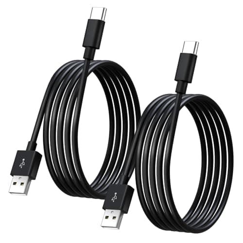 Image of 2PCS 3M/10FT USB to USB C Cable, Type C Power Cord for Home Security Cameras, Power Charging and Data Transfer Cable for Phones Carplay Tablets Switch Pro Controller and More USB C Devices-Black