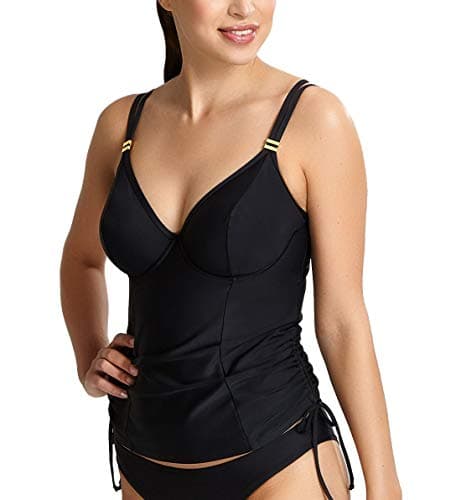 Image of Panache Women's Anya Riva Elegant Tankini Top – Balcony Style with Supportive & Adjustable Fit, Black, 30D