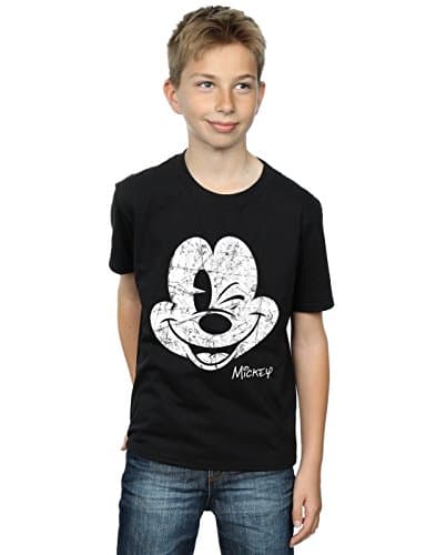 Image of Disney Boys Mickey Mouse Distressed Face T-Shirt 9-11 Years Black