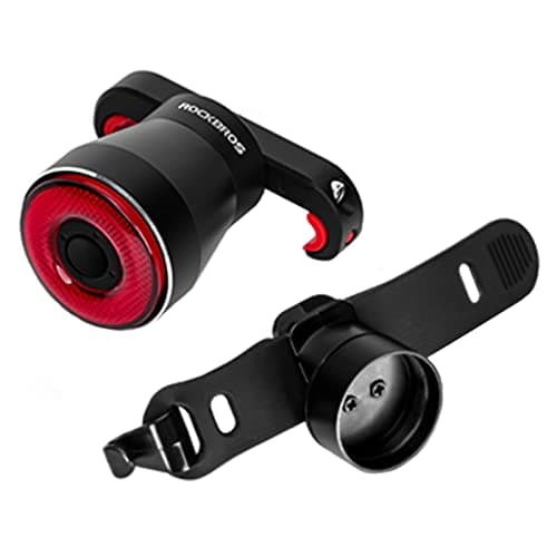 Image of ROCKBROS Bike Rear Tail Light, USB Rechargeable Smart MTB Bicycle LED Taillight, IP65 Waterproof, 4 Lighting Modes, 2 Easy Installation Modes