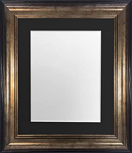 Image of FRAMES BY POST Scandi Black & Gold Picture Photo Frame with Black Mount 12 x 10 Image Size 10 x 8