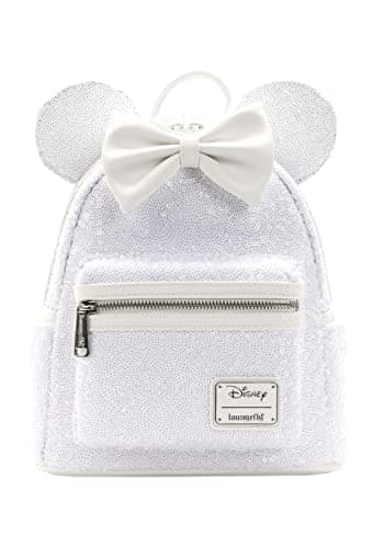Image of Loungefly Disney Minnie Mouse Sequin Wedding Womens Double Strap Shoulder Bag Purse, Multi, One Size, Disney Minnie Sequin Wedding Mini Backpack