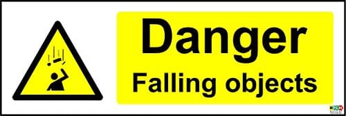 Image of Danger Falling Objects Sign (1.2mm Rigid Plastic) 300mm x 100mm