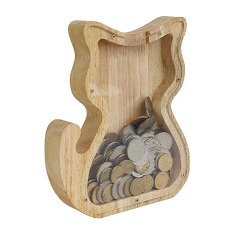 Image of Small Decorative Shadow Box Wooden Initial Shaped Rainy Day Fund Saving Letter Alphabet Coin Money Saving Bank