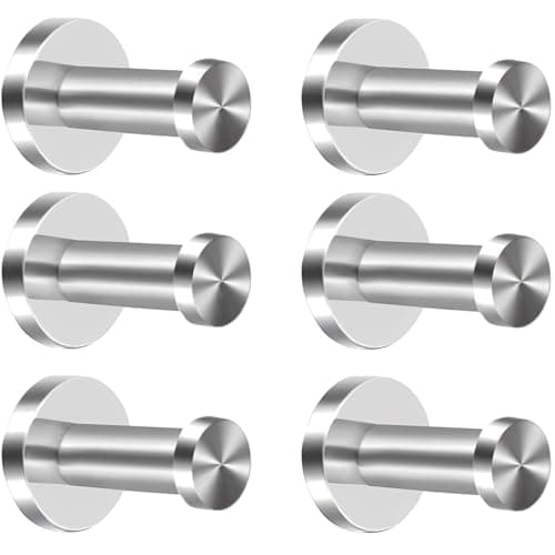 Image of Minnhua Robe Hook 6pcs 304 Stainless Steel Coat Hooks Wall Mounted Door Hooks Chrome Cylinder Towel Hook Heavy Duty Brushed Nickel Dressing Gown Hooks for Doors Bathroom Closets