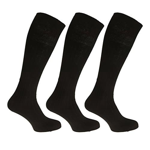 Image of Mens ribbed knee high 100% cotton socks (Pack of 3) (6-11) (Black), UTMB202_1