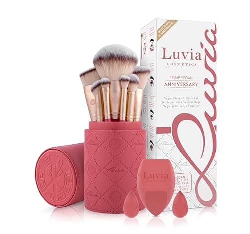Image of Luvia 14-Piece Makeup Brush Set - Vegan Cosmetic Brush Set with XL Powder Brush, Sponge & Blender - Ideal for Beginners & Professionals - High-Quality Makeup Brushes for Perfect Makeup